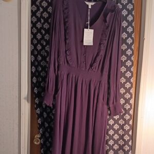 Garnet Hill Deep Purple Long Sleeve Dress